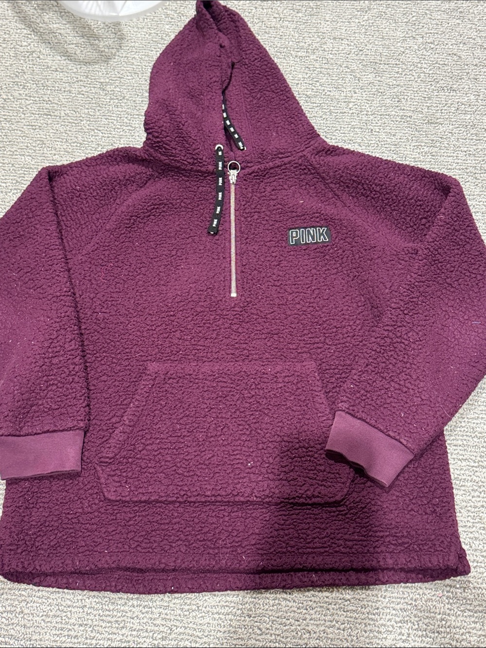PINK Victoria's Secret Plum Sherpa Half-Zip Hoodie